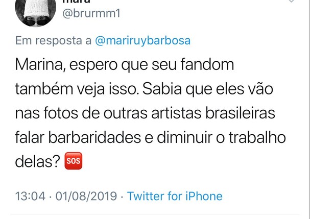 Marina Ruy Barbosa manda recado no Twitter e internautas rebatem (Foto: Reprodução/Twitter)