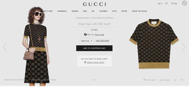 Blusa Gucci: R$ 5,6 mil  (Foto: Reprodução / Site oficial Gucci)