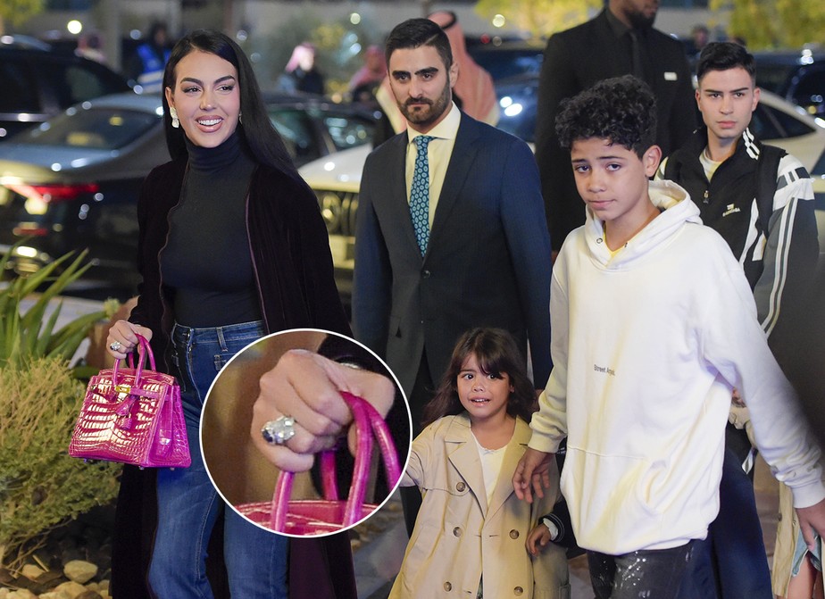 Georgina Rodriguez ostenta anel com safira na estreia de CR7 no Al-Nassr