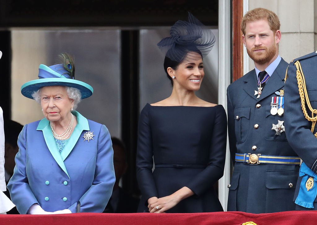 Rainha Elizabeth II, príncipe Harry e Meghan Markle (Foto: Getty Images)