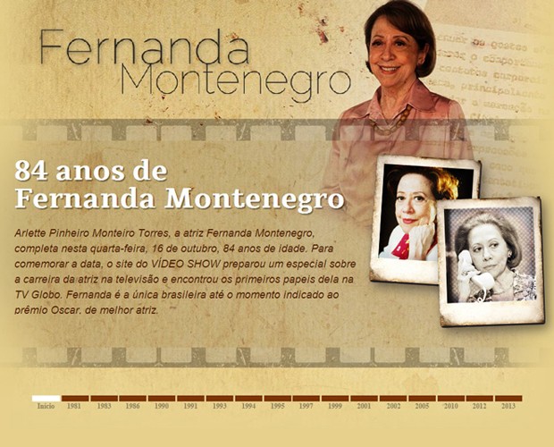 84 anos de Fernanda Montenegro (Foto: Vídeo Show/TV Globo)