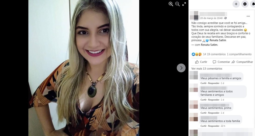 Renata Satim morreu após diagnóstico da Covid-19, em Jales (SP) — Foto: Reprodução/Facebook