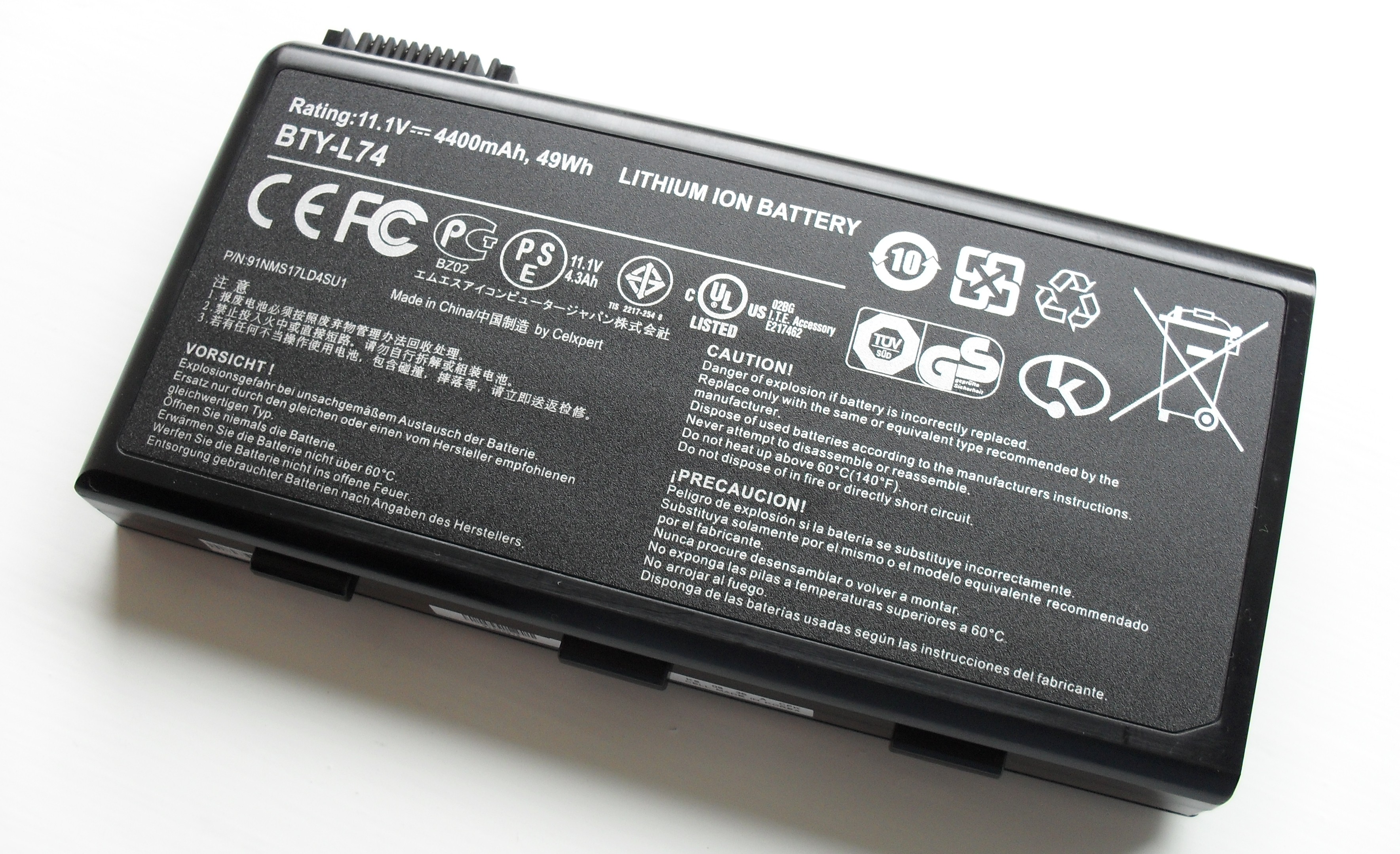 Exemplo de uma bateria de íons de lítio (Foto: Wikimedia Commons)