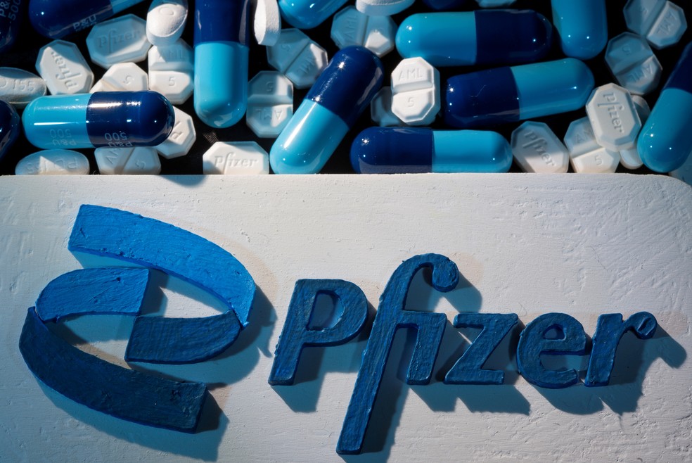 Comprimido da Pfizer — Foto: REUTERS/Dado Ruvic/Illustration/File Photo