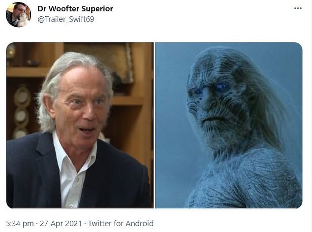 Tony Blair é comparado a um dos white walkers de Game of Thrones (Foto: reprodução)