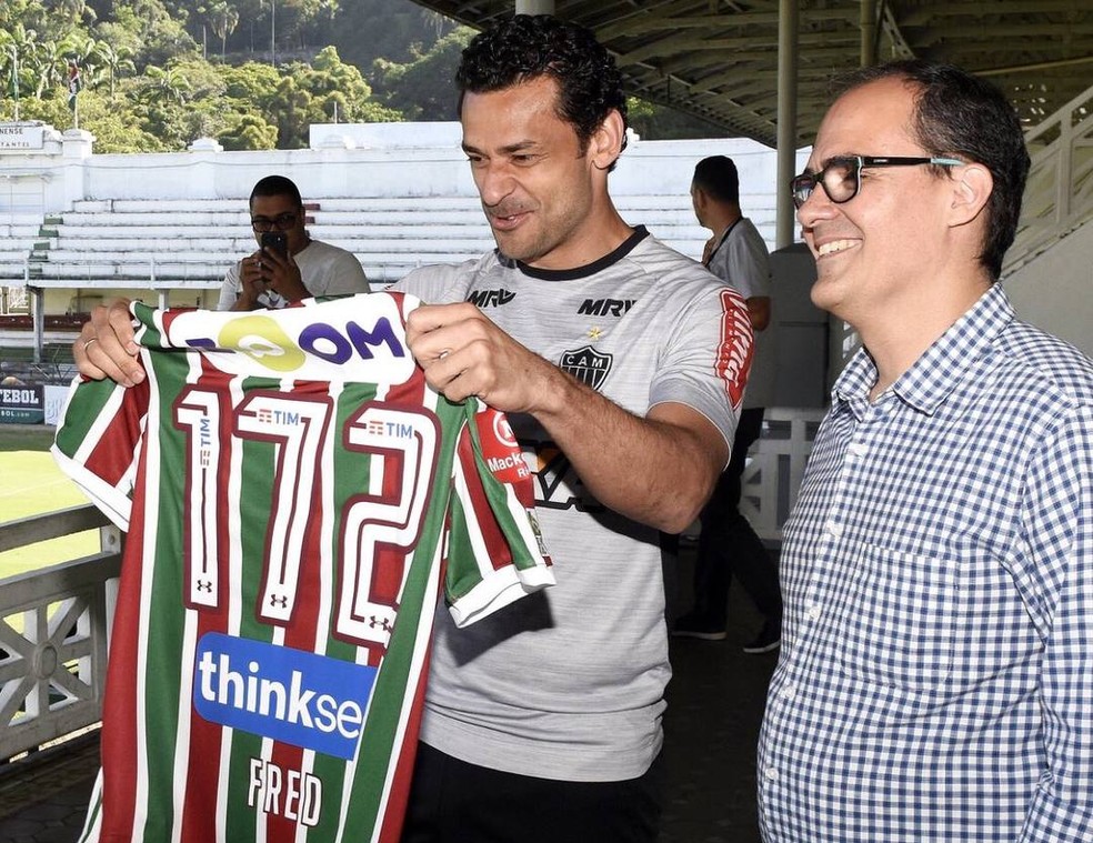 Fred visitou o Fluminense durante passagem do Atlético-MG pelo RJ (Foto: Divulgação)