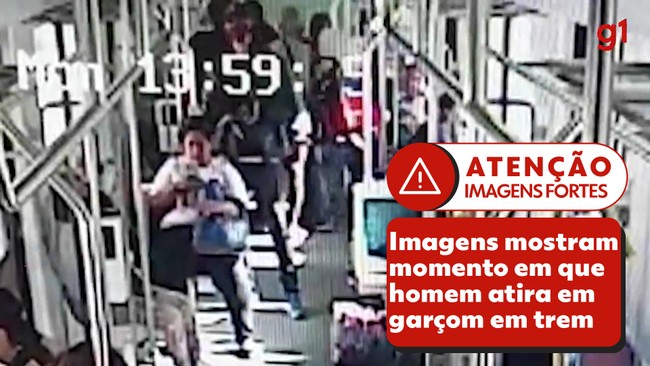 Imagens mostram momento em que homem atira em garçom dentro de vagão de trem no Rio