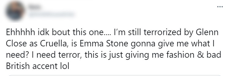 Internautas comentam sotaque de Emma Stone no trailer do filme Cruella (Foto: Reprodução / Twitter)