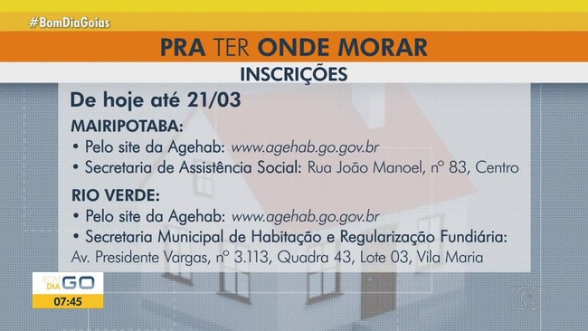 Programa Pra Ter Onde Morar abre inscries para mais duas cidades de Gois