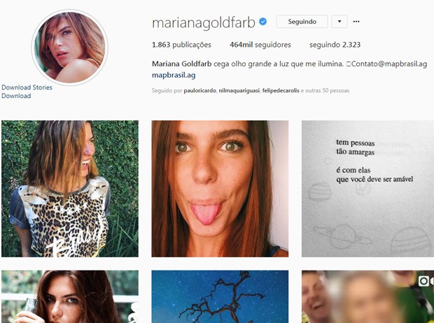 O Instagram de Mariana Goldfarb (Foto: Reprodução/Instagram)