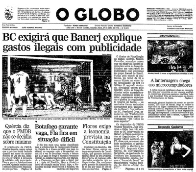 O Globo do dia seguinte à derrota contra o Sport citava dificuldades do Fla (Foto: Reprodução/Acervo O Globo) O Globo do dia seguinte à derrota contra o Sport citava dificuldades do Fla (Foto: Reprodução/Acervo O Globo)