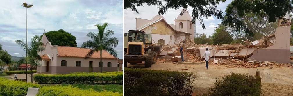 Igreja tinha mais de 50 anos e seria tombada como Patrimnio do municpio de Dom Bosco, em MG  Foto: Prefeitura de Dom Bosco/Divulgao