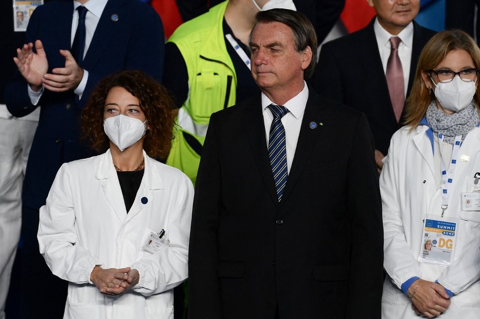 Jair Bolsonaro durante encontro do G20 — Foto: Filippo Monteforte / AFP