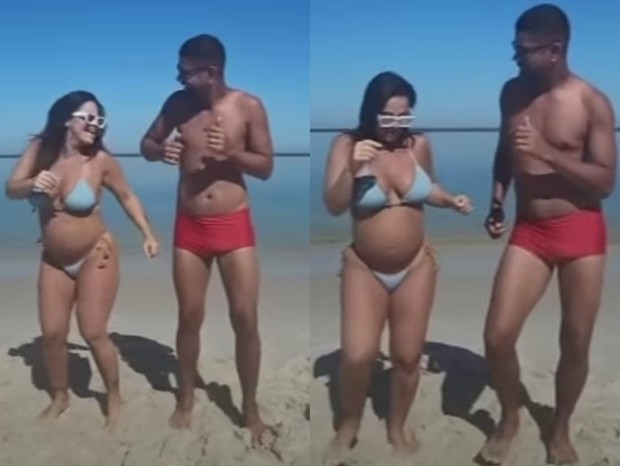 Viviane Araujo dança com marido na praia (Foto: Reprodução/Instagram)
