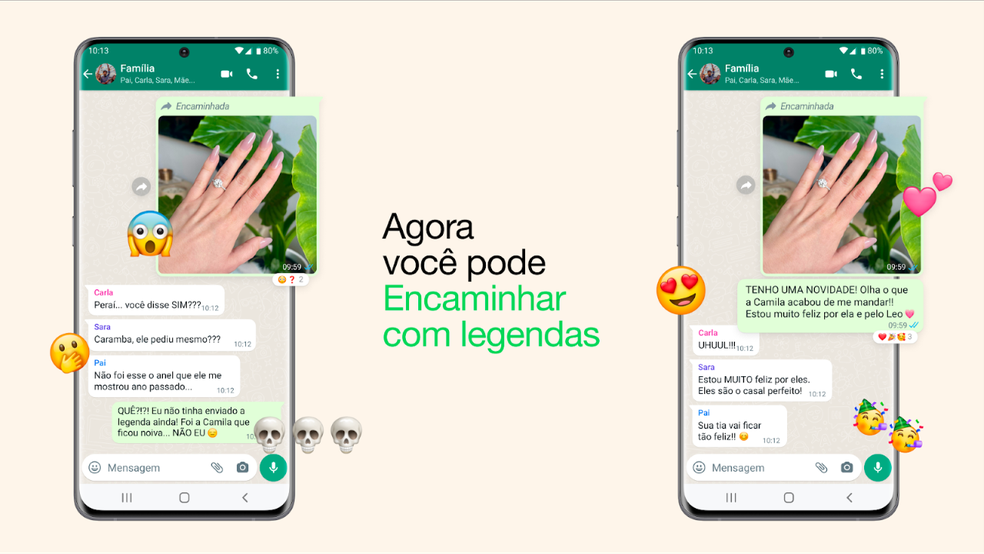 Saiba encaminhar mensagens com legendas no WhatsApp — Foto: Divulgação/WhatsApp