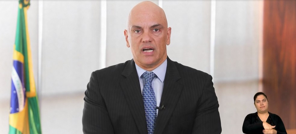 Presidente do TSE, Alexandre de Moraes, em pronunciamento de rádio e TV antes do segundo turno — Foto: TSE/Reprodução