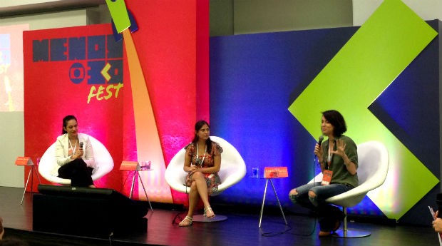 Sandra Boccia, Mariana Vasconcelos e Camila Achutti, durante o Menos30 Fest (Foto: PEGN)