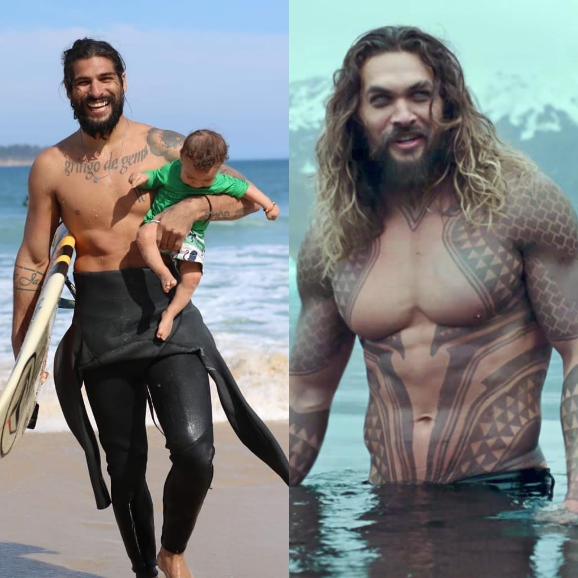 Seguidoras comparam marido de Sheron Menezzes, Saulo Bernard, com Jason Momoa, o Aquaman (Foto: Reprodução/Instagram)