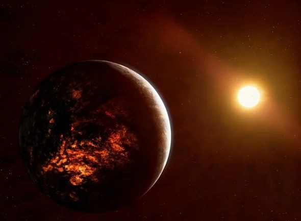 Ilustração que representa a superfície do planeta 55 Cancri e (Foto: Mark Garlick/Science Photo Library/Alamy Stock Photo)