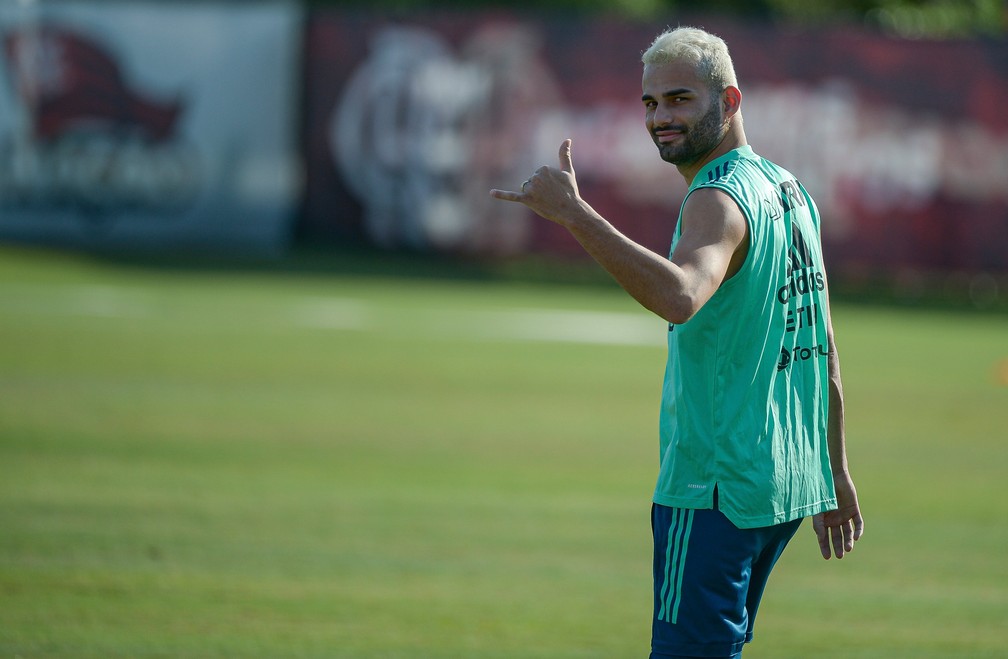 Thiago Maia caminha no campo do Ninho — Foto: Alexandre Vidal/Flamengo
