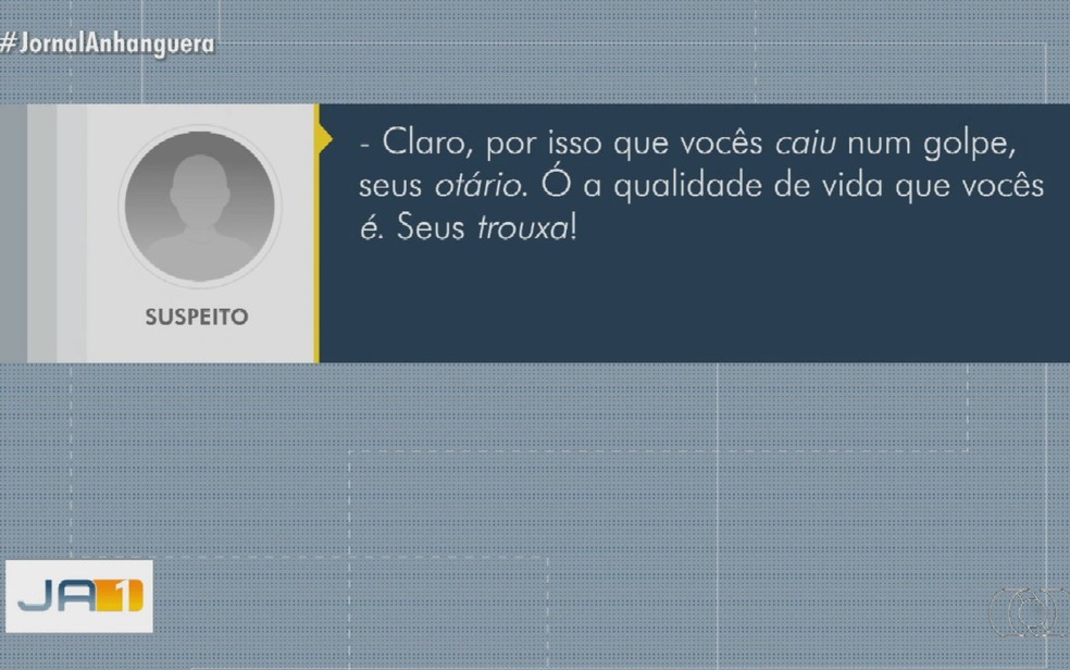 Criminoso debocha de vítima após aplicar golpe — Foto: Reprodução/TV Anhanguera