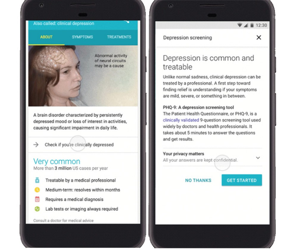 Google traz um questionário clinicamente aprovado sobre depressão (Foto: Divulgação/Google)