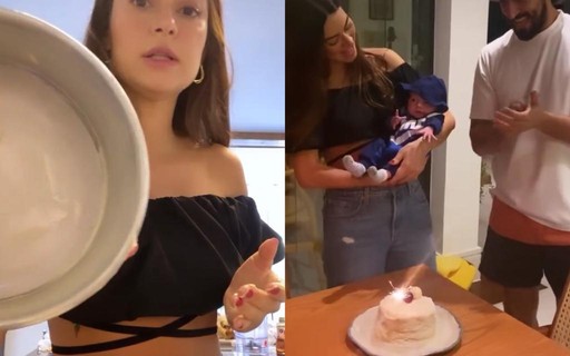 Thaila Ayala faz bolo para comemorar primeiro mês do filho, Francisco