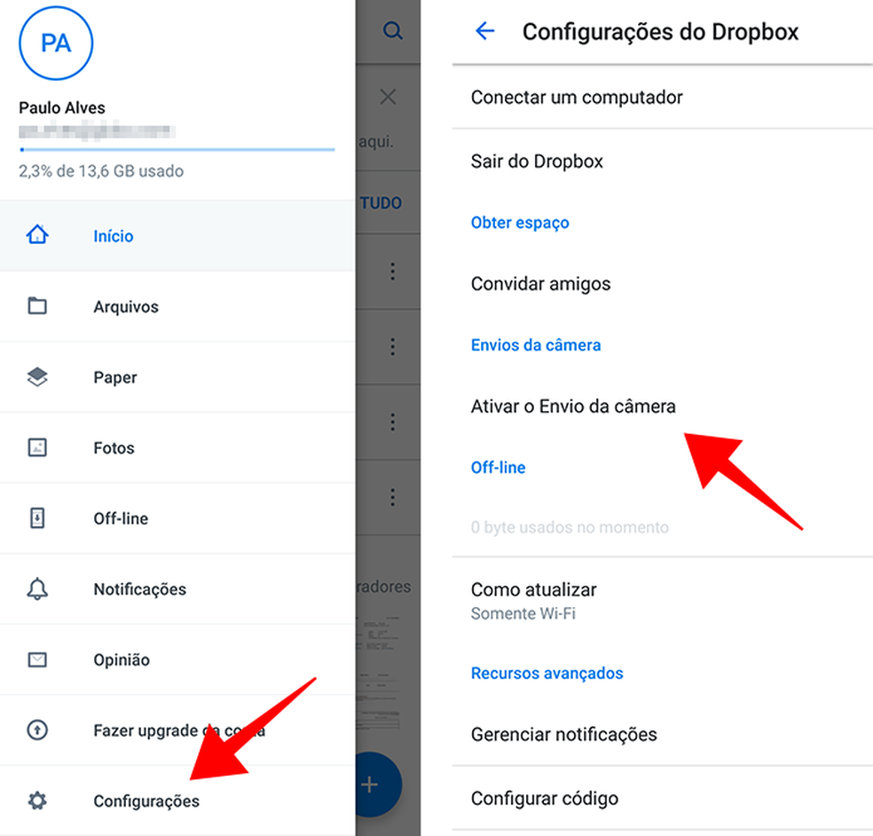 Ative o backup de fotos e vídeos do Dropbox (Foto: Reprodução/Paulo Alves)