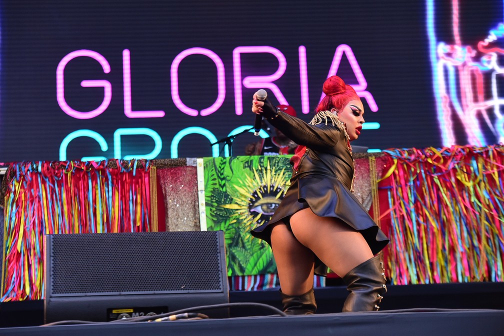 Gloria Groove foi uma das convidadas de Karol Conka nesta sexta (27), primeiro dia do Rock in Rio 2019 — Foto: Leo Franco/AgNews