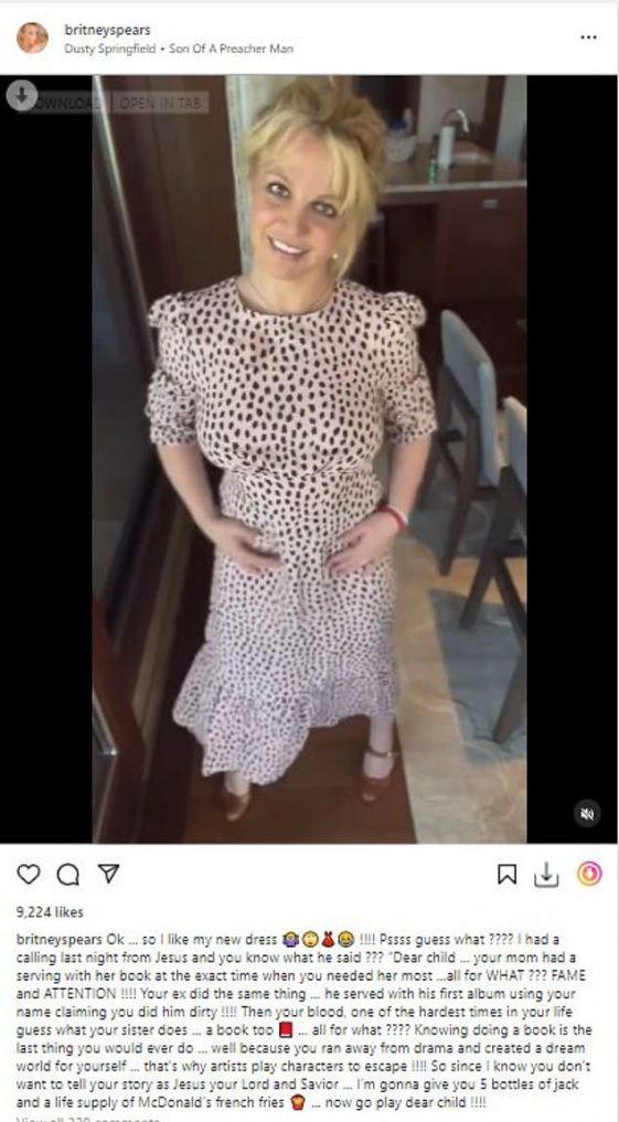 Post deletado de Britney Spears traz críticas a família dela e a Justin Timberlake (Foto: Reprodução / Instagram)