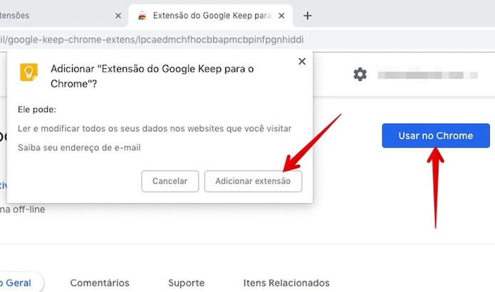 Instalando extensão no Chrome (Foto: Reprodução/Helito Bijora) Instalando extensão no Chrome (Foto: Reprodução/Helito Bijora)