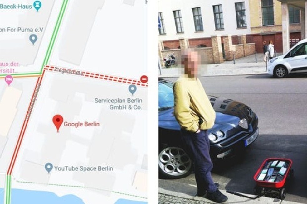 Com Um Carrinho De Mao E 99 Celulares Artista Cria Engarrafamento No Google Maps Em Ruas Vazias Carros Autoesporte