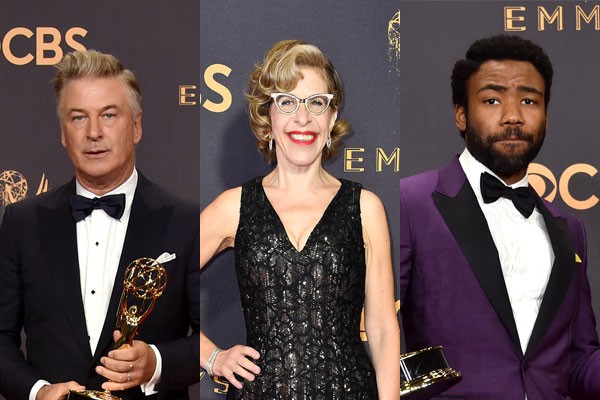 Alec Baldwin, Jackie Hoffman e Donald Glover foram alguns dos personagens que marcaram a noite do Emmy (Foto: Getty Images)