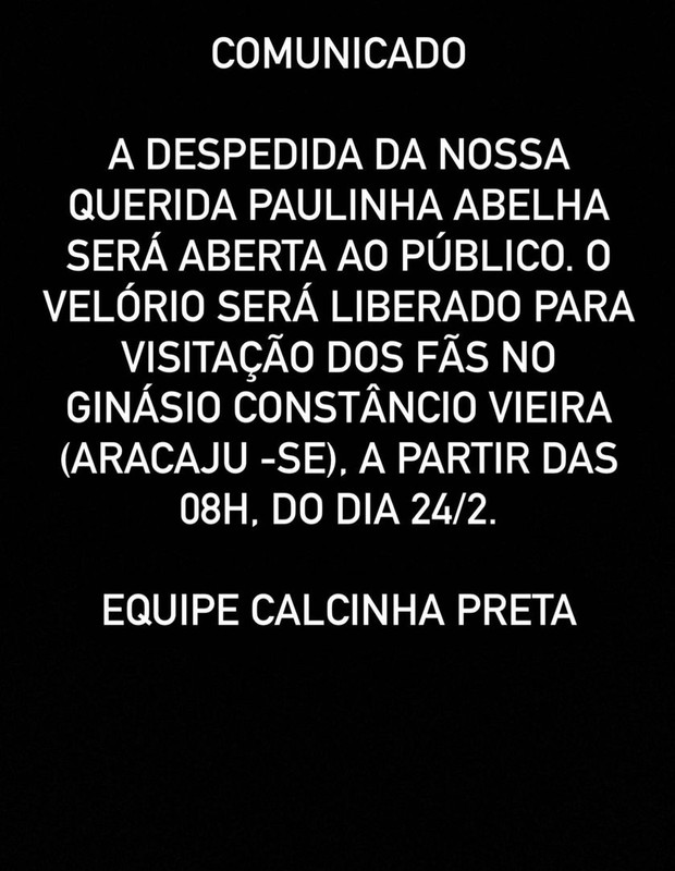 Velório de Paulinha Abelha (Foto: Reprodução/Instagram)
