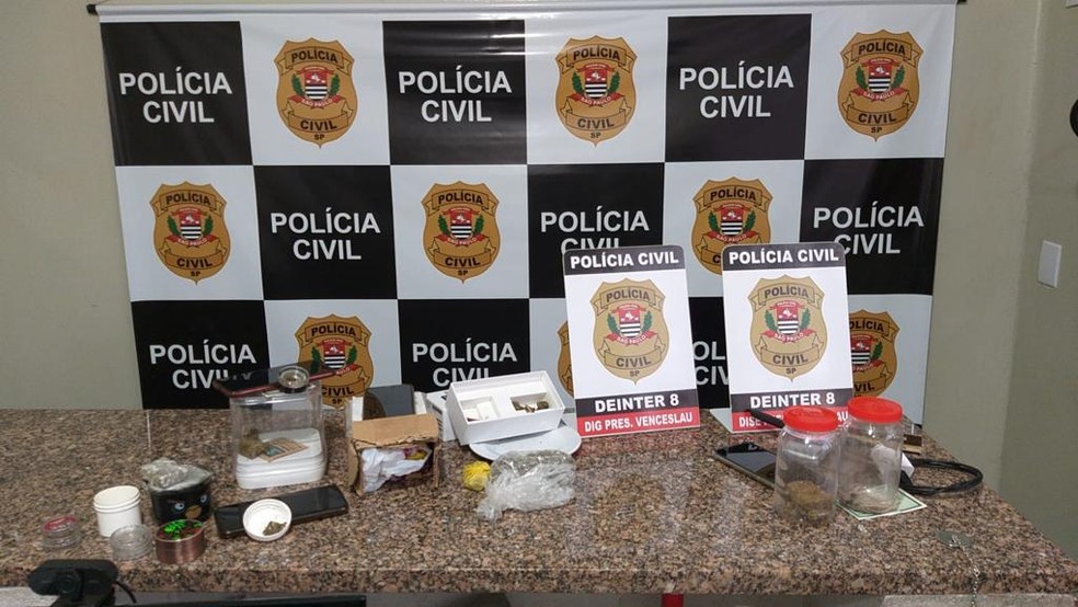 Três homens são presos em flagrante por tráfico de drogas  — Foto: Polícia Civil 