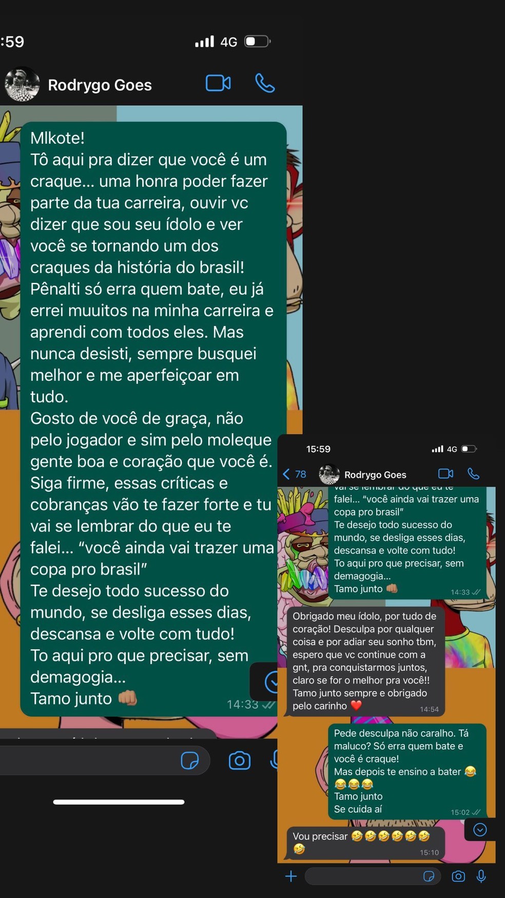 Neymar manda mensagem para Marquinhos e Rodrygo — Foto: Reprodução