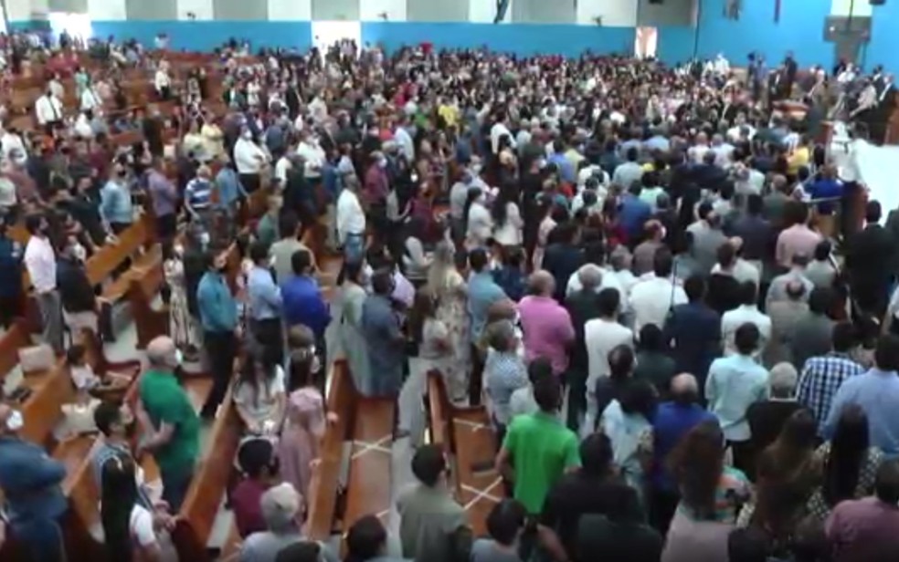 Culto realizado na igreja Tabernáculo da Fé em 11 de julho de 2021, em Goiânia, Goiás — Foto: Reprodução/Tabernáculo da Fé
