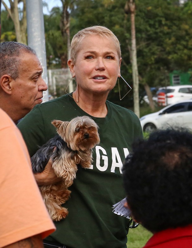 Xuxa leva cachorrinha Doralice à sessão eleitoral, no Rio de Janeiro (Foto: André Horta/ Brazil News)