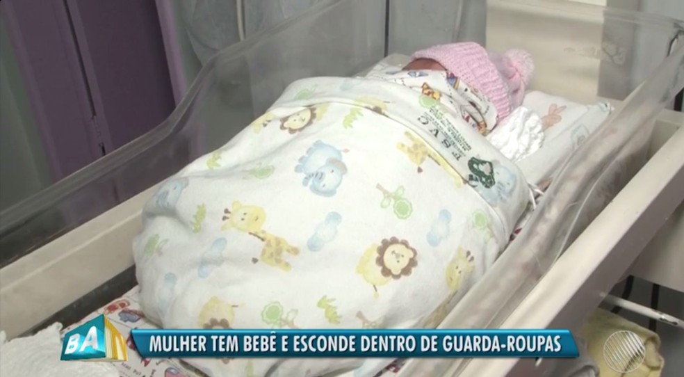 Bebê foi abandonada pela mãe em guarda-roupas na Bahia (Foto: Reprodução/TV Bahia)