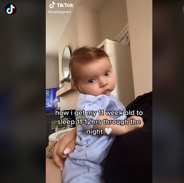 Mãe compartilhou vídeo com dicas que ajudam bebê a dormir até 12 horas seguidas (Foto: Reprodução/TikTok/Caitlin Jayne)