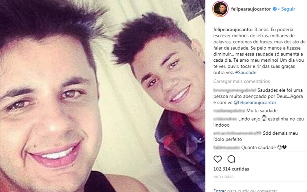 Irmao De Cristiano Araujo Faz Homenagem Para Lembrar Os 3 Anos Da Morte Do Cantor Saudade So Aumenta Goias G1