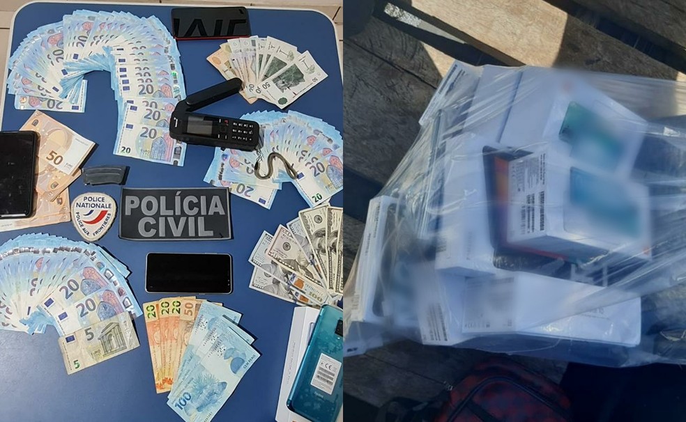 Polícia apreende mais de R$ 350 mil em moeda nacional e internacional, embarcações e celulares  — Foto: Polícia Civil/Divulgação