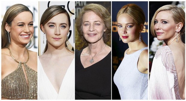 Nomeadas ao Oscar 2016 de melhor atriz: Brie Larson ('O Quarto de Jack'), Saoirse Ronan ('Brooklyn'), Charlotte Rampling ('45 Anos'), Jennifer Lawrence ('Joy'), Cate Blanchett ('Carol'). (Foto: Reuters)