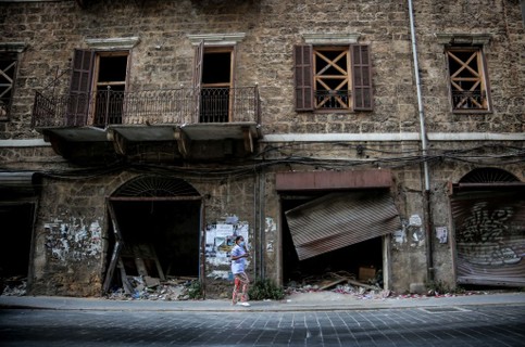 Edifício histórico em Gemmayzeh, arruinado pela explosão (Foto: Getty Images)
