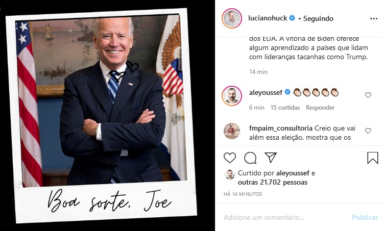 Luciano Huck celebra vitória de Joe Biden (Foto: Reprodução/Twitter)