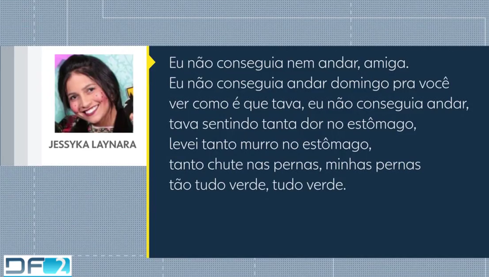 Transcrição do áudio enviado por Jéssyka à amiga — Foto: TV Globo/Reprodução