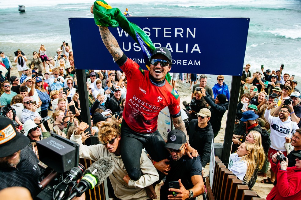 Gabriel Medina campeão WSL Margaret River — Foto: Aaron Hughes/World Surf League