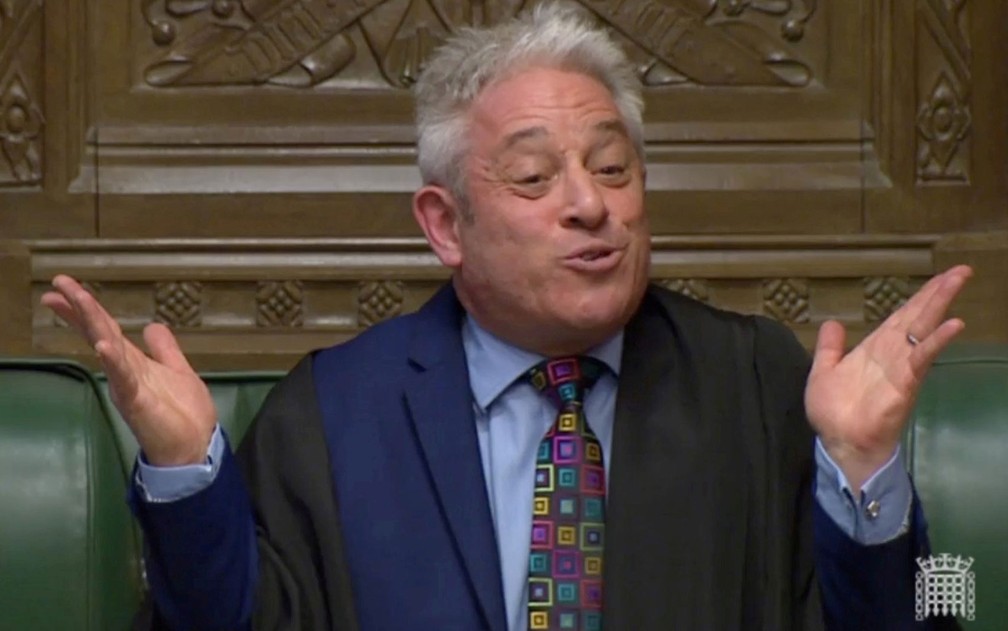 O presidente da Câmara dos Comuns britânica, John Bercow, durante sessão de 18 de março do Parlamento, em Londres — Foto: Reuters TV via Reuters