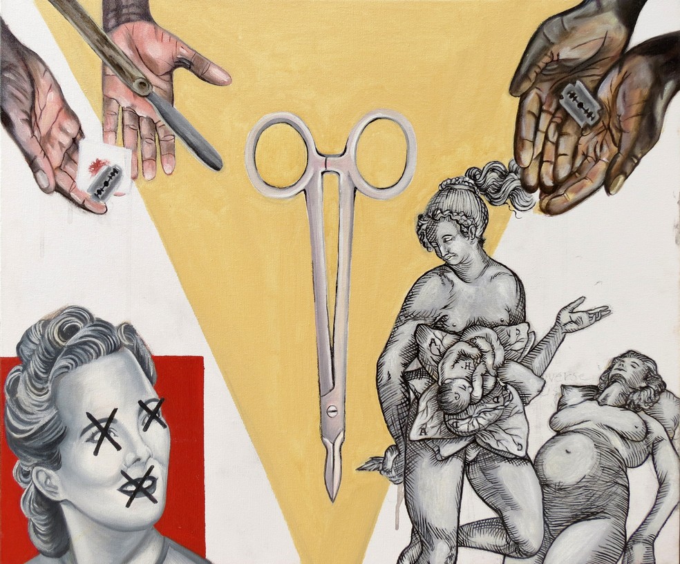 Quadro ''Incisões sobre desejos'' — Foto: Foto: Divulgação / Tela: Ariane Kuriú
