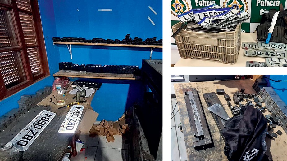 Clonagem de placas - Várias fábricas clandestinas de placas veiculares são alvos de operações da Polícia Civil pelo Brasil
